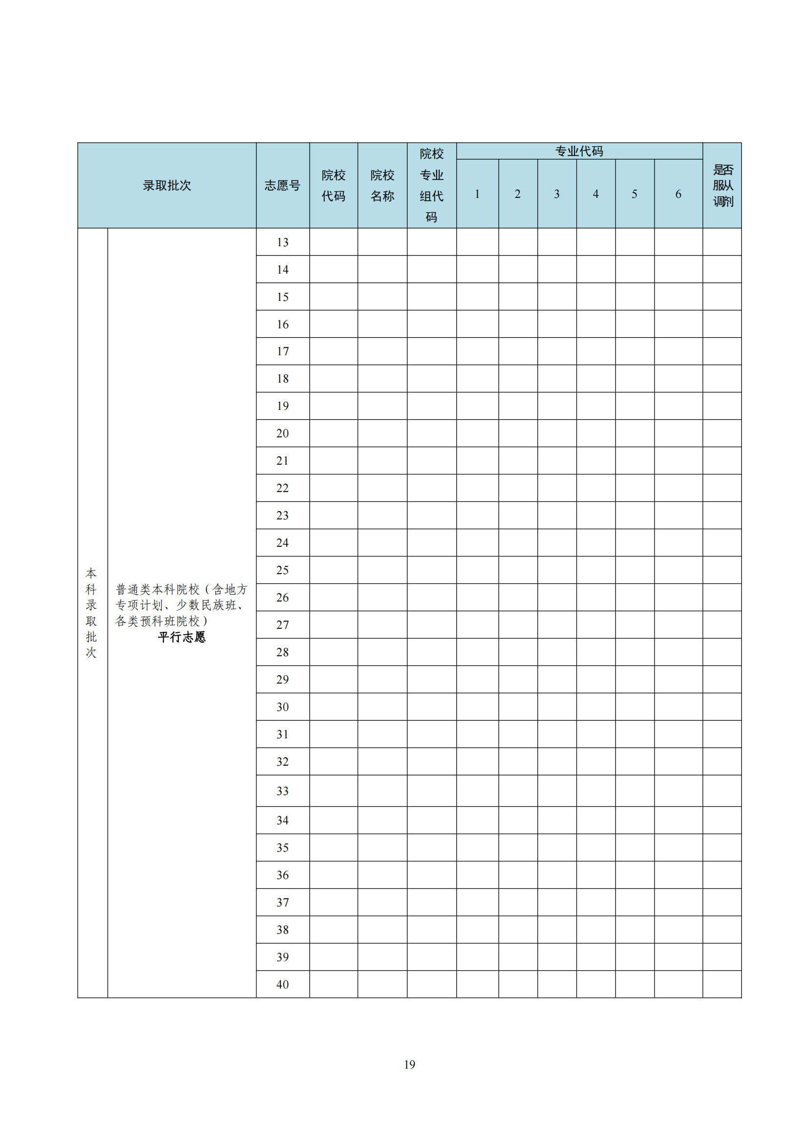 2024广东高考志愿填报表模板（样表）