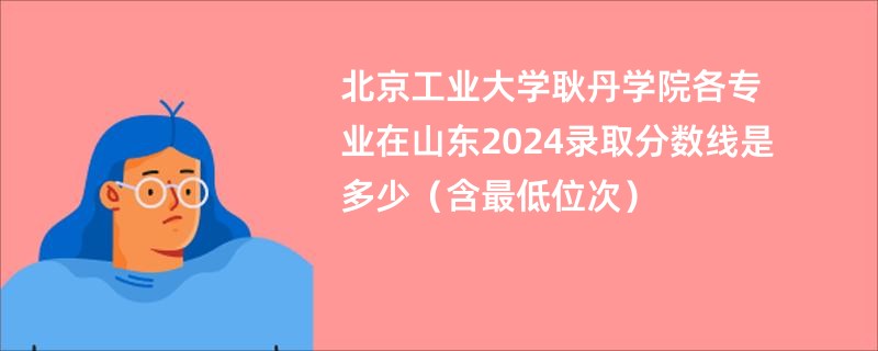 北京工业大学耿丹学院各专业在山东2024录取分数线是多少（含最低位次）